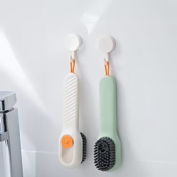 1PCS-Multifunctional Refill Liquid Soap Dispenser Handle Cleaning Brush| Wash Basin Utensils Sink Cleaning Brush with Scrubber Liquid Soap Dispenser in Home, Kitchen| (Multicolor)